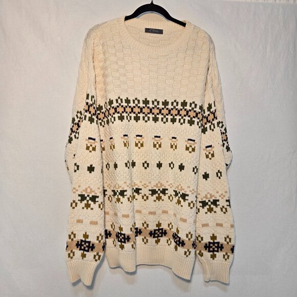 Vintage Made U.S.A. Other - U.S.A. Vintage Eclectic Grandpa Academia Fisherman IVORY Sweater Oversized XL T